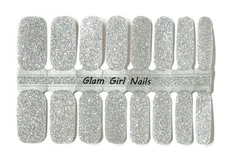 Silver Sparkle Nail polish strips / Nail Wraps / Nail Stickers