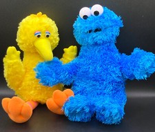 Gund 2002 Big Bird 14" and 2017 Cookie Monster 12" Sesame Street Plush