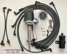 Small Cap Mopar 59-72 440 426 413 Hei Distributor Black 45k Coil Plug Wires