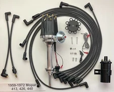 small cap MOPAR 59-72  440 426 413 HEI Distributor + Black 45k Coil + PLUG WIRES