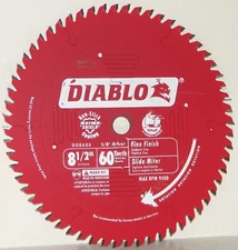 Diablo D0860S 8-1/2 Inch x 60 Tooth Fine Finish Slide Miter Saw Blade