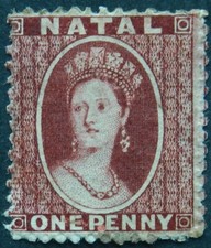 Natal 1863 1d wmk Crown CC carmine-red SG 19 Unused no gum cat £160