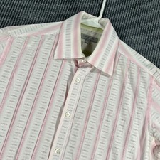 Ted Baker Shirt Mens Size 5 Large Pink Striped Long Sleeve Button Up Dress