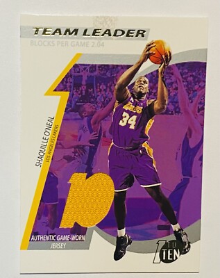 Shaquille O’Neal Game-Worn Jersey Topps 2002 Team Leader 1077/1500 LA Lakers