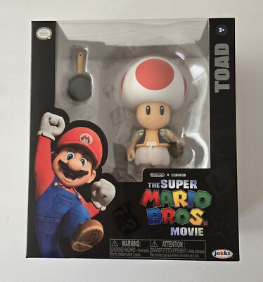 The Super Mario Bros. Movie 5 inch TOAD Figure W/ Frying Pan Accessory 2023 NIB
