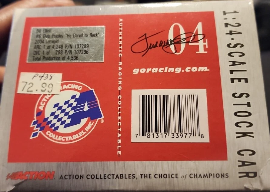 Bill Elliott #6 Stock Car Elvis Presley 2004 Platinum Series BANK 1:24 Action  - Image 4 of 4