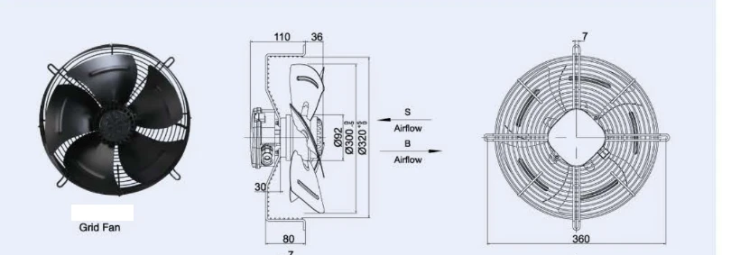 Axial Fan Motor Condenser Evaporator  Commercial  300mm Suction,300S-G - Image 4 of 4