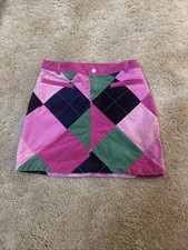 Lilly Pulitzer Girls Argyle Skirt Size 8 Pink Preppy School Girl Golf corduroy