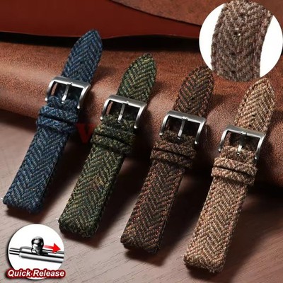 18/20/22 mm Universal Genuine Leder Nylon Quick Release Tweed Sailcloth Armband