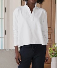 Frank Eileen Patrick Popover Henley Cotton in White Size Large