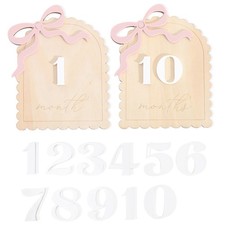 2 Pcs Baby Monthly Milestone Cards - Wooden Photo Props for Newborn, First Ye...