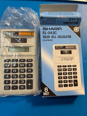 Sharp Elsimate Solar Cell Pocket Calculator Model EL-243C - Near Mint - In Box