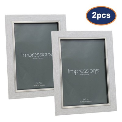 2 Stück 5x7'' Grau Holzimitat Optik Silber Bilderrahmen Foto Display Home Ornament