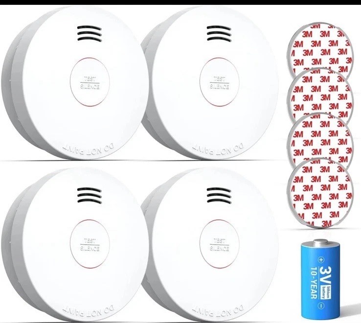 Smoke Detector 10 Year Battery Powered  4 Pack SITERWELL Compact-image
