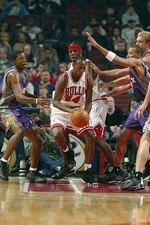 Trenton Hassell Chicago Bulls moves the ball at the NBA preseason- 2002 Photo
