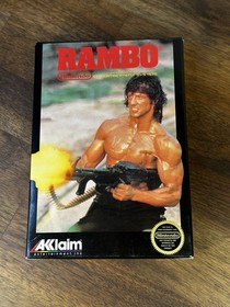 Rambo Complete in Box CIB (Nintendo, NES 1988) Great Shape w/Poster & Inserts!🔥