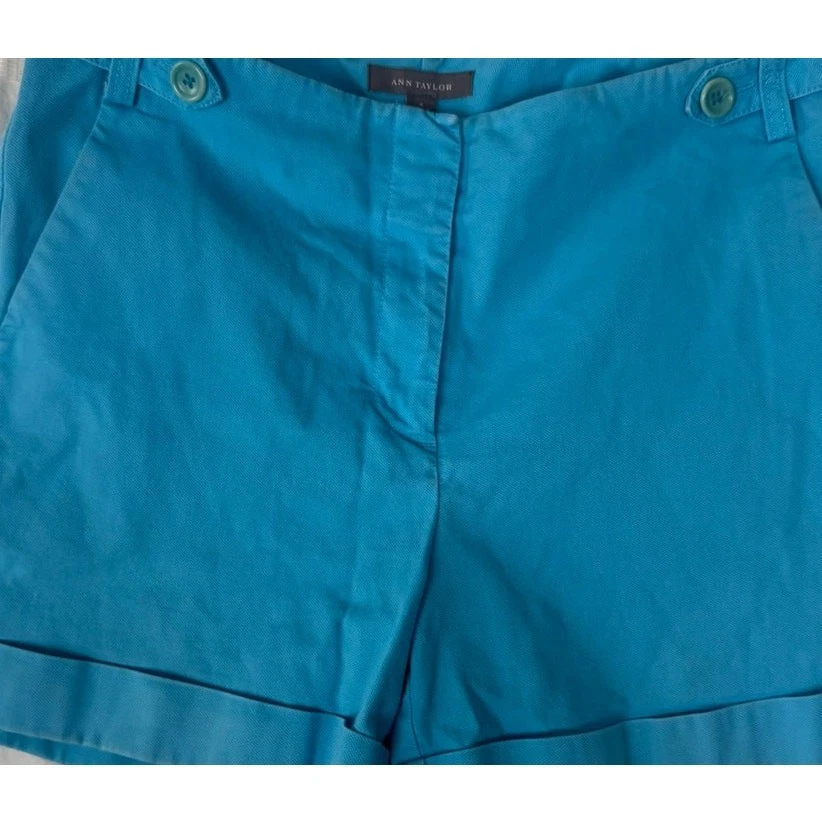 Pantalones cortos Ann Taylor para mujer talla 4 azul verdoso algodón spandex  Foto 2 de 4