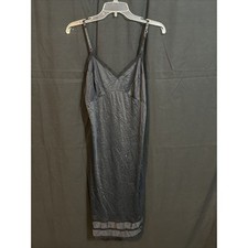 Unbranded Black Satin Lace Silklike Slip Ladies Sleepgown Sleeveless Strap Small