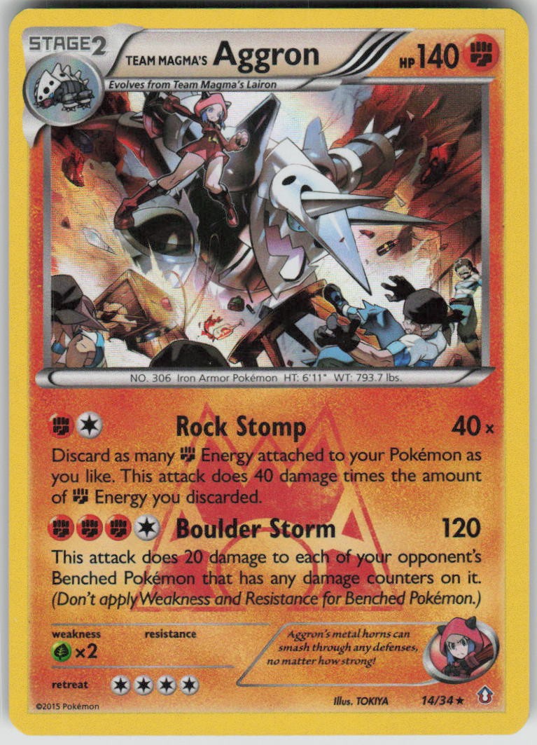 Pokemon Team Magma's Aggron Holo Holo Rare Double Crisis 14/34 NM
