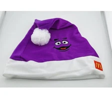 New McDonald’s Grimace Christmas stocking Santa Hat Cap  Adult one-size *Sealed.