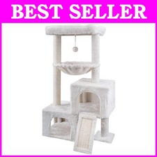 Interactive Cat Tree Tower with Hammock  Toy Balls, Beige