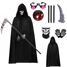 Disfraz de Parca Halloween Fantasma de Miedo con/Ojos Brillantes Adultos Niños Juegos con disfraces $+
