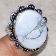 925 Silver Plated Howlite Ring US 9.5 Women Jewelry Limited Stock Deal GW