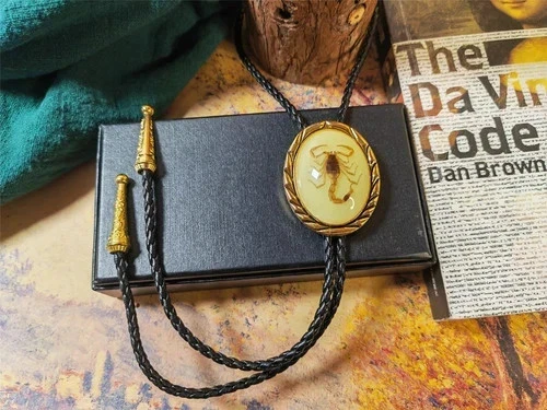 Collar de Boda Agata Escorpión Real BOLO Corbata Vintage Vaquero Occidental Todos los Colores Foto 2 de 4