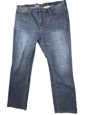 True Nation Athletic Fit Straight Tapered Leg Jeans Mens Size 42x34 Dark Blue