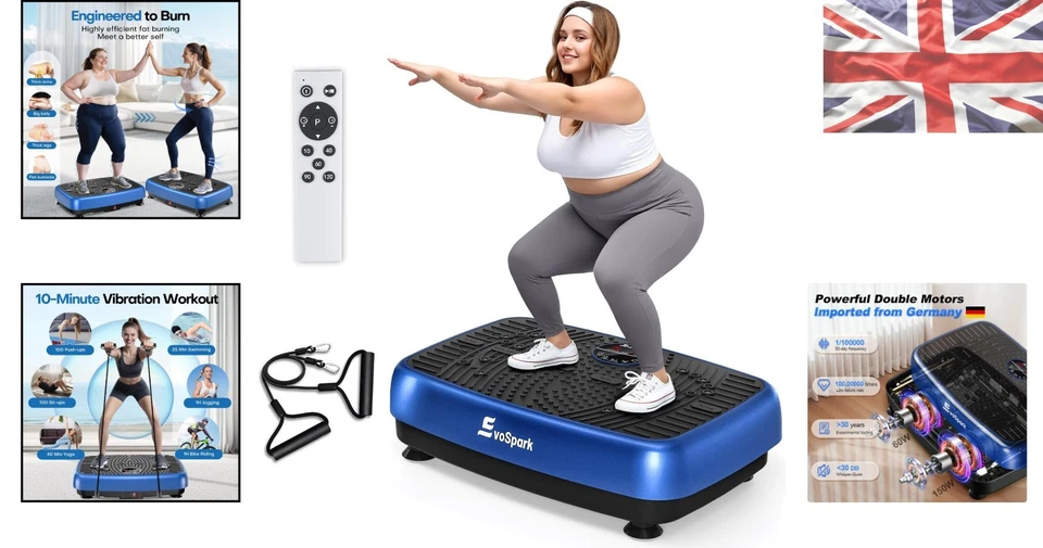 Vibration Plate for Home Fitness - 450 lbs Capacity, Remote Control, 12 Magnets - Image 2 of 4