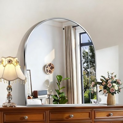 CIRCUMI Arched Wall Mirror 30x36 Silver for Bathroom