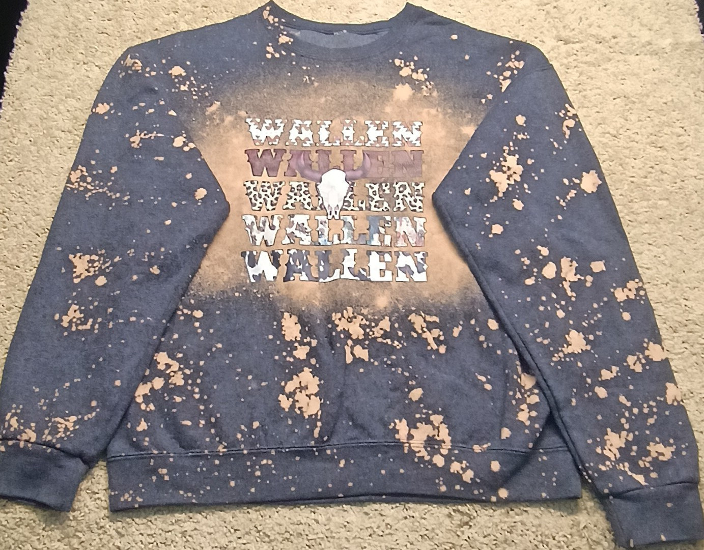 Morgan Wallen Concert Pullover Sweatshirt Blue Tan Crew Neck Women’s Size L