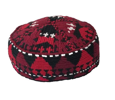 TRIBAL HAND STITCHED & EMBROIDERED AFGHAN/UZBEK HAT FROM MAZAR -I-SHARIF- 21.75''