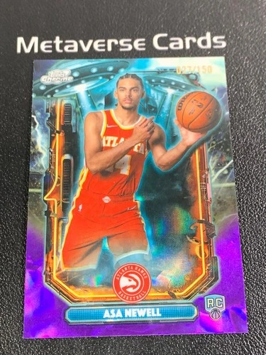 2025-26 Topps Chrome Cosmic Asa Newell RC Extraterrestrial Purple /150 Hawks