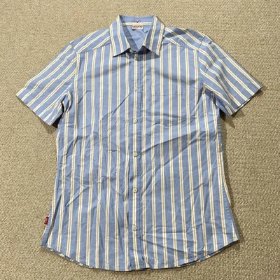 Levis Shirt Mens Medium Light Blue Striped Short Sleeve Twill - Image 1 of 4