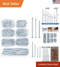 400pcs Hardware Nails Assortment Kit, Picture Hanging Nails, Galvanized Nails...