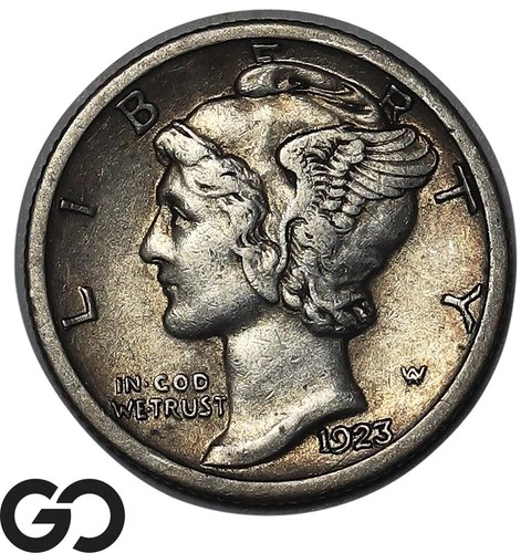1923-S Mercury Dime, Tough This Nice, Choice XF Better Date