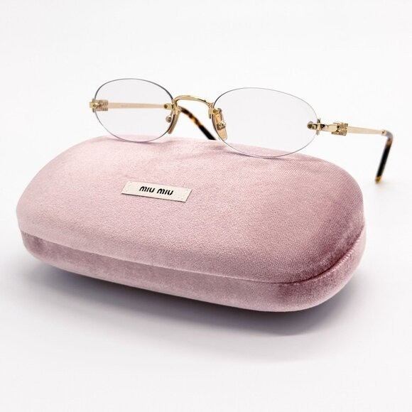 NEW MIU MIU SUNGLASSES MUA54S 5AK08N OVAL GOLD/CLEAR WOMEN MU A54S