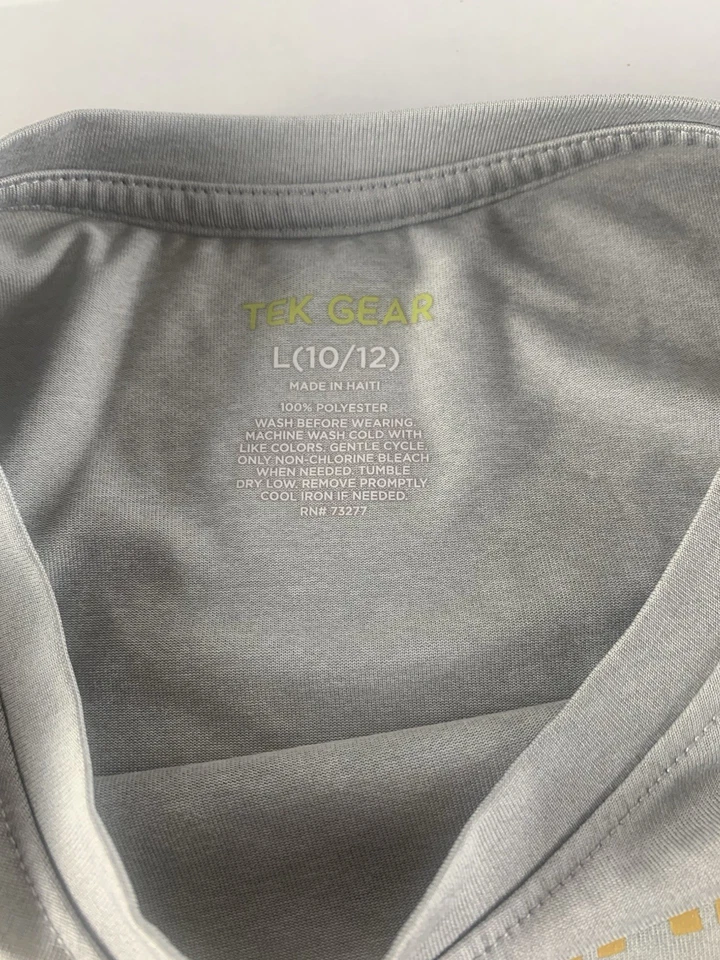 Girls Tek Gear Short Sleeve Shirt Top Size 10/12 Gray Pink School - Image 3 of 4