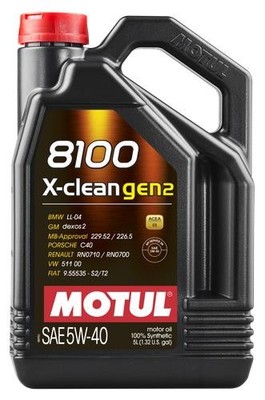Motul 109762 5L Synthetic Engine Oil 8100 X-CLEAN Gen 2 5W40