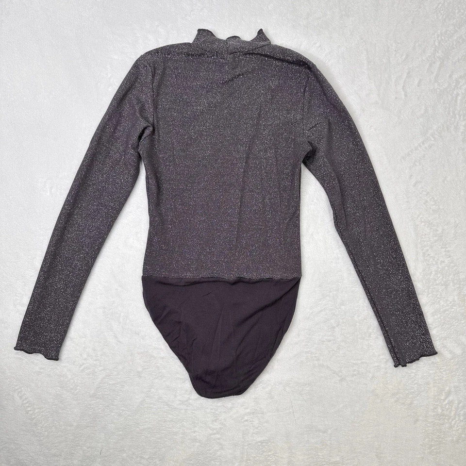 Body Alter'd State Mujer Pequeño Gris Brillante Cuello Simulado Manga Larga Top Foto 3 de 4