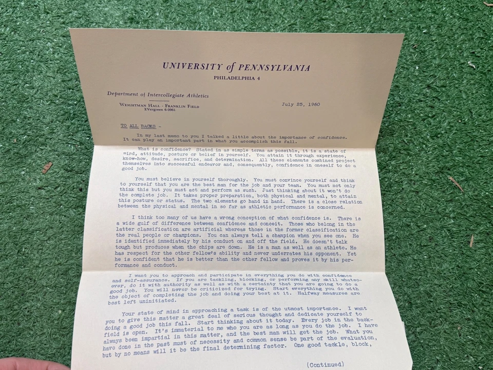 1960 University of Pennsylvania Football Schedule/ Fall Camp Personal Invitation - Image 4 of 4