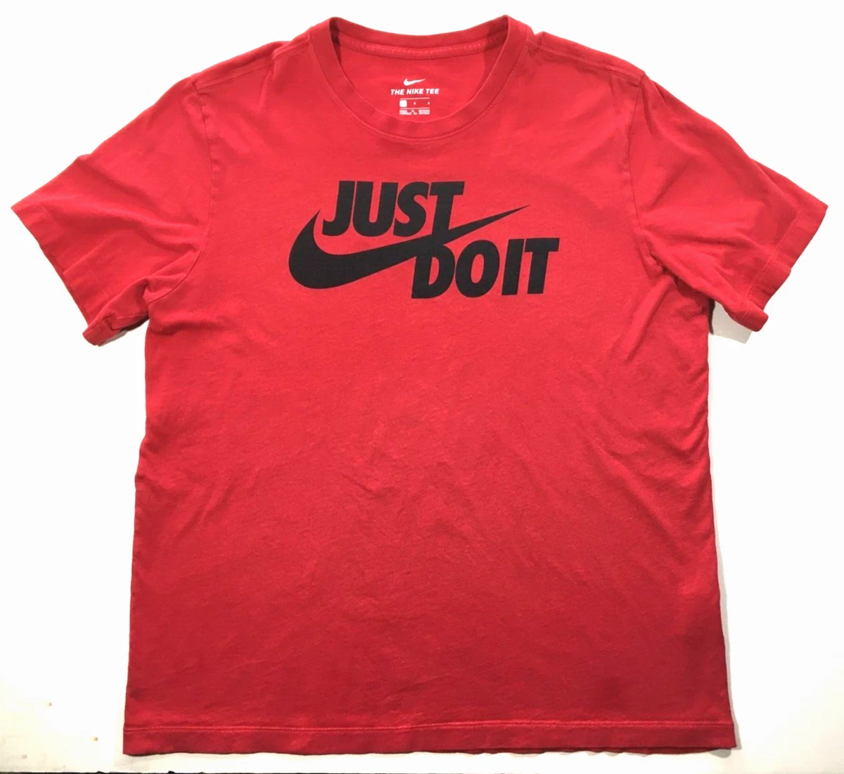 NIKE JUST DO IT Men s LARGE T Shirt Crew Neck SWOOSH LOGO TEE