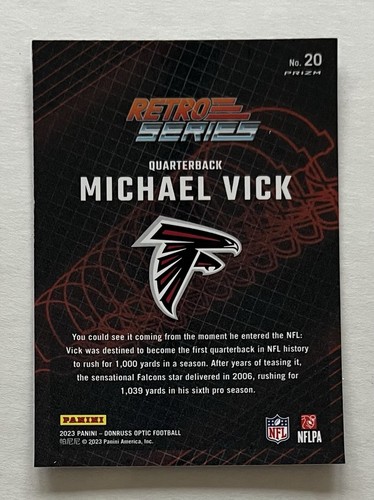 Michael Vick 2023 Panini Donruss Optic #20 Retro Series Silver Holo Prizm ๐ฅ๐ฅ๐ฅ - Picture 2 of 3