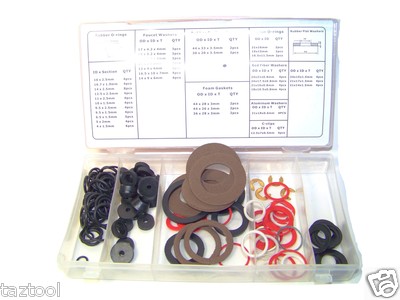 125pc Faucet Seal Washer Water Sealer Rubber Fiber Gasket O ring Assortment
