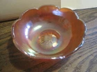 Vintage? 4.25" Marigold CARNIVAL CRACKLE GLASS Fruit Berry Bowl