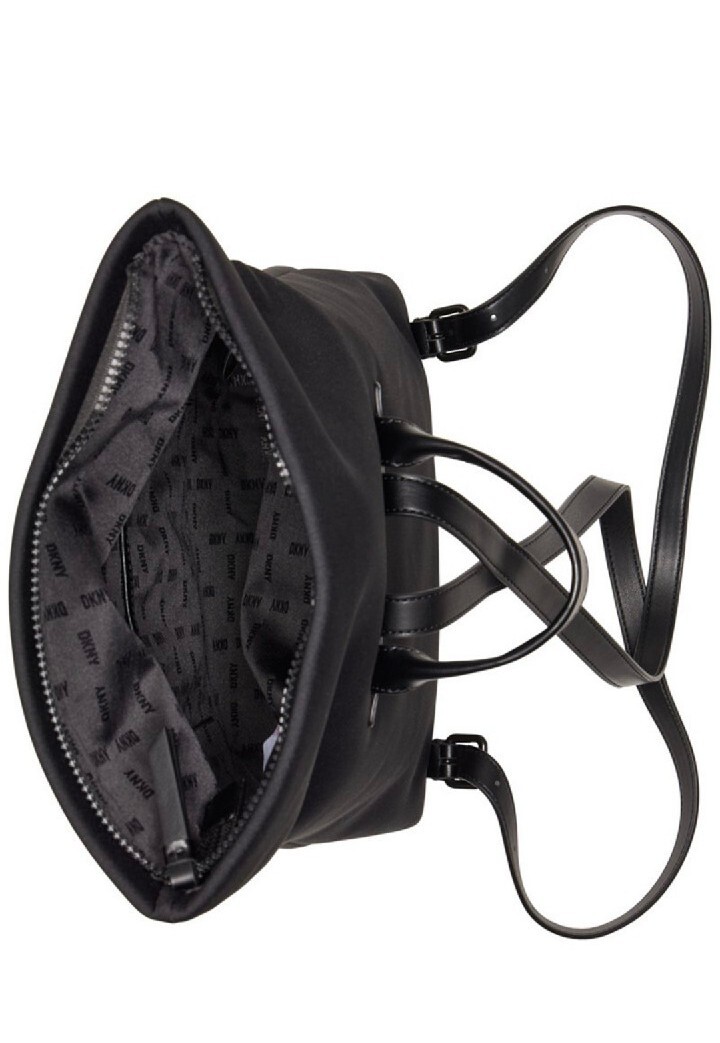 NWT DKNY TILLY All Black Logo Medium Zip Top Flap Backpack  display picture 1