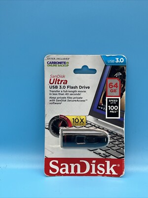 SanDisk Ultra USB 3.0 Flash Drive, 64GB 619659102180 #MD