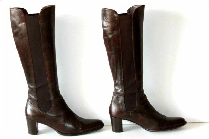 Botas MURATTI Cuero Marrón Oscuro Banda Elástica Tacón Talla 39 En muy buena condición Foto 4 de 4