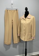 MARTY GUTMACHER NY vintage 1960s suit pants and jacket sand yellow embroidered